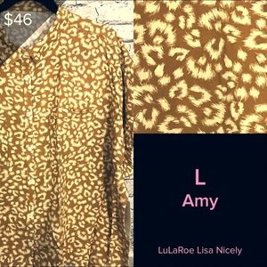 LuLaRoe Amy Button Front Blouse, Size Large, NWT